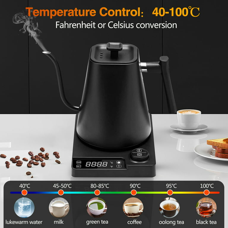  Electric Gooseneck Kettle Temperature Control, Pour