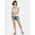 thumbnail image 2 of Time And Tru Women's Peplum Top with Flutter Sleeves, Sizes XS-XXXL, 2 of 5