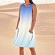thumbnail image 1 of WILLBEST Vestidos De Lino Para Mujer Vestido De Lino Para Mujer Vestido De Playa Informal Hasta La Rodilla Vestido Sin Mangas Vestido Casual Estampado De Verano Con Bolsillos 2852, 1 of 3