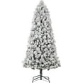 thumbnail image 5 of GAOMON 7.5 Ft Snow Flocked Artificial Christmas Tree, Pre-Lit Hinged Pine Holiday Xmas Tree with 350 LED Lights and Metal Stand, Slim Xmas Tree for Home Office Party Decoration, 5 of 7