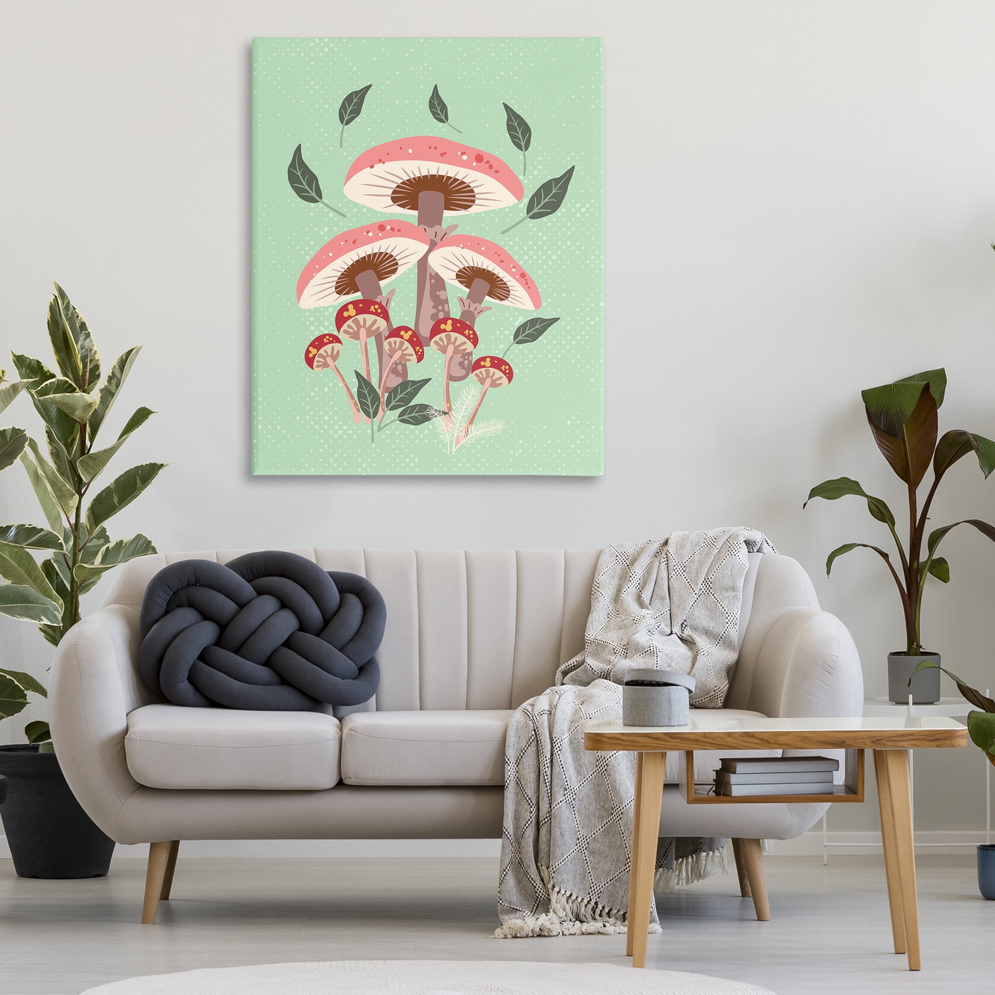 Stupell Industries Mushrooms & Falling Leaves Botanical & Floral Painting Gallery Wrapped Canvas Art Print Wall Art, 36 x 48