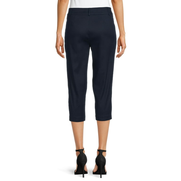  Time and Tru Dark Denim High Rise Stretch Fitted Capri