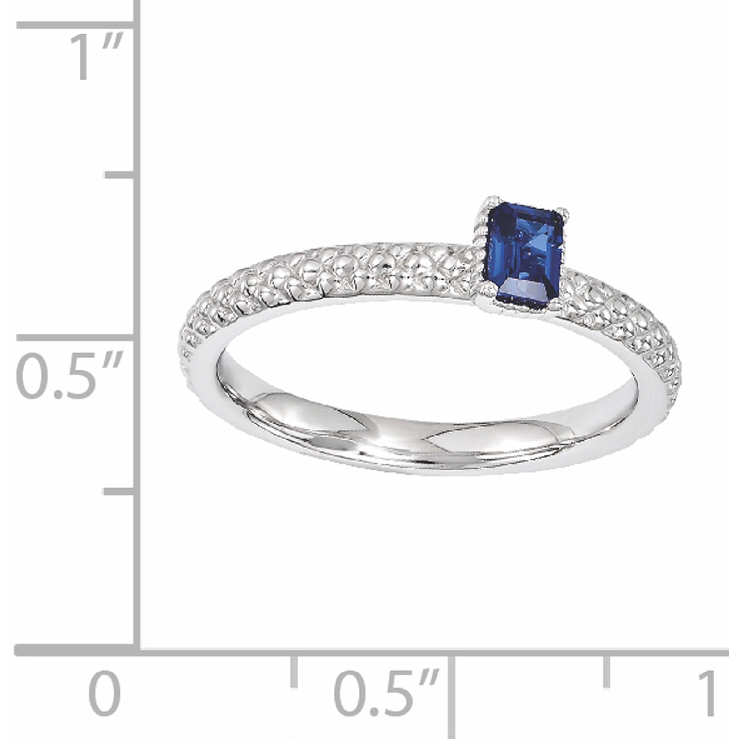 Created Sapphire Sterling Silver Single-Stone Ring