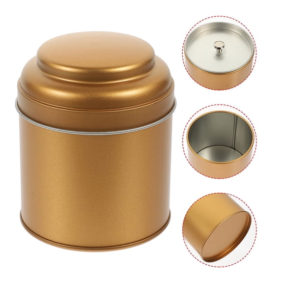 PTOOTP Golden Metal Tea Canisters Airtight for Dry Food Storage 6Pcs
