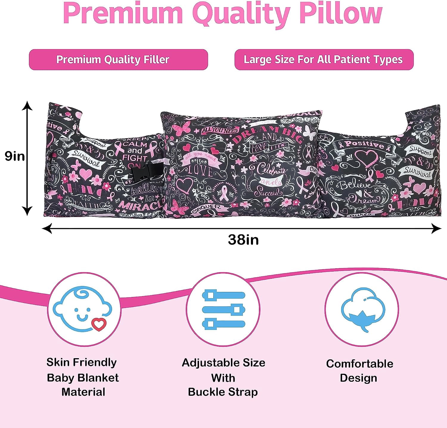Mastectomy Pillow - Post Surgery Pillow,Breast Pillow with Pocket for Heart Pillow for Recovery Breast Reduction & Aaugmentation Patients Seatbelt Protection-Surgery Pillow Breast Cancer Gift