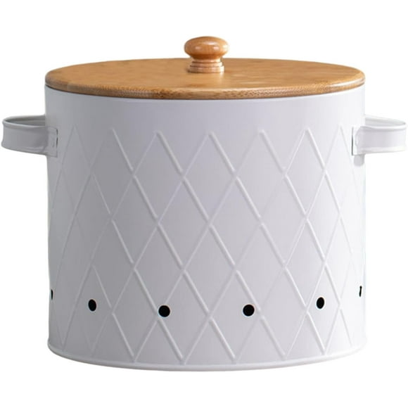 Storage Canister for Potatoes And Onions with Airtight Lid, Kitchen Vegetable Holder, White Large