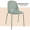 thumbnail image 6 of Set of 2 Stackable Dining Chairs, Blue Plastic Curved Back, Padded Faux Leather Seat, Chrome Metal Legs, Armless Side Chairs for Kitchen, Dining Room, Patio, Restaurant, Indoor/Outdoor Use, Green, 6 of 18