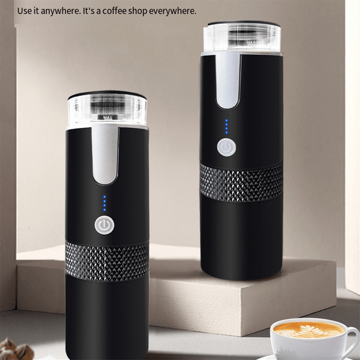 Coffeemaker Portable Coffee Maker Type C Rechargeable 2 in 1 Design 1200mAh Battery One Button for Hiking