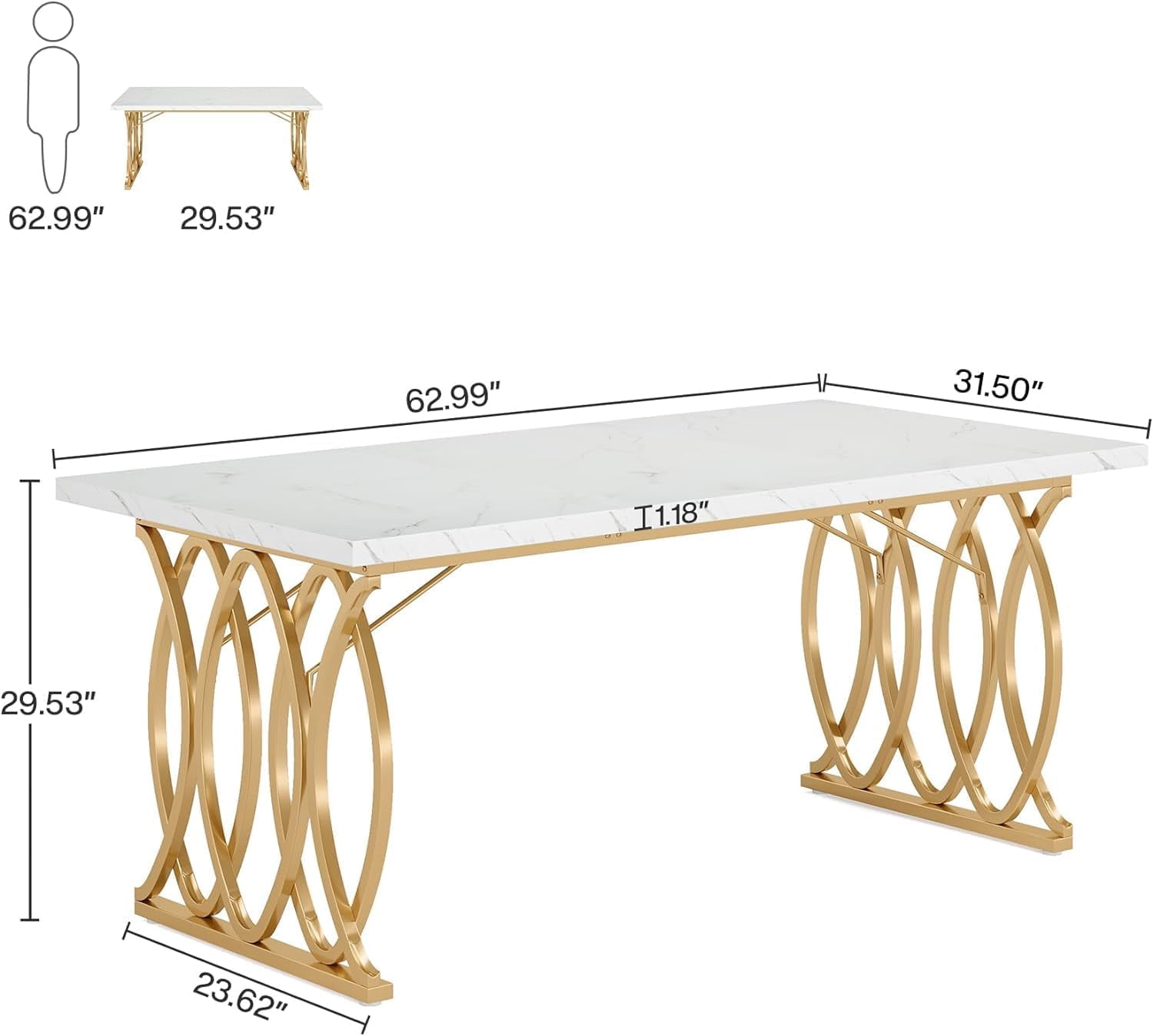 Tribesigns Executive Desk, 63 in. Large Computer Desk, Modern Writing Desk Conference Table Meeting Room Table