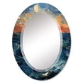 thumbnail image 2 of Designart "Boldness of the Azure River I" Modern Round Wall Mirror - Landscapes Oval Printed Decorative Oversized Mirror - Multiple Color Options, 2 of 4