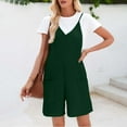thumbnail image 6 of ABATAB Womens Romper Ribbed Sleeveless V Neck Spaghetti Strap Jumpsuit Backless Wide Leg Overalls with Pockets, 6 of 6