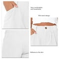 thumbnail image 4 of Women Short Pants Mid Waisted Pure Color Soft Breathable Loose Short Pants for Dating Work White S, 4 of 5