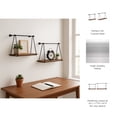 thumbnail image 6 of Minimalist Wall Mounted Storage Organizer for Home Decor - Modern Hanging Swing Style Metal & Wood Storage for Office Styling - Refined Wall Shelves for Display - Set of 2, 14", 12", Brown & Black, 6 of 11