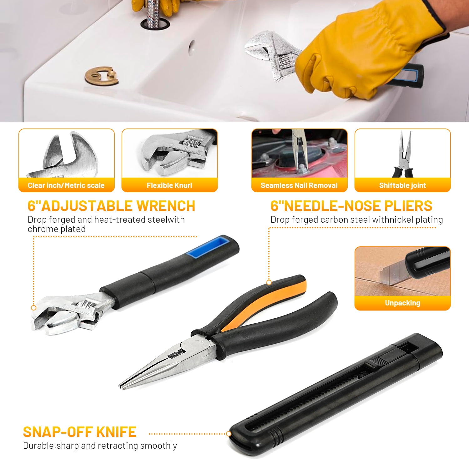 STORGENER 56-Piece Tool Kit,Basic Home Repair Tool Set,Precision Screwdriver Set,General Household Hand Tool Kit Small Tool Kit,Office & College Repairs