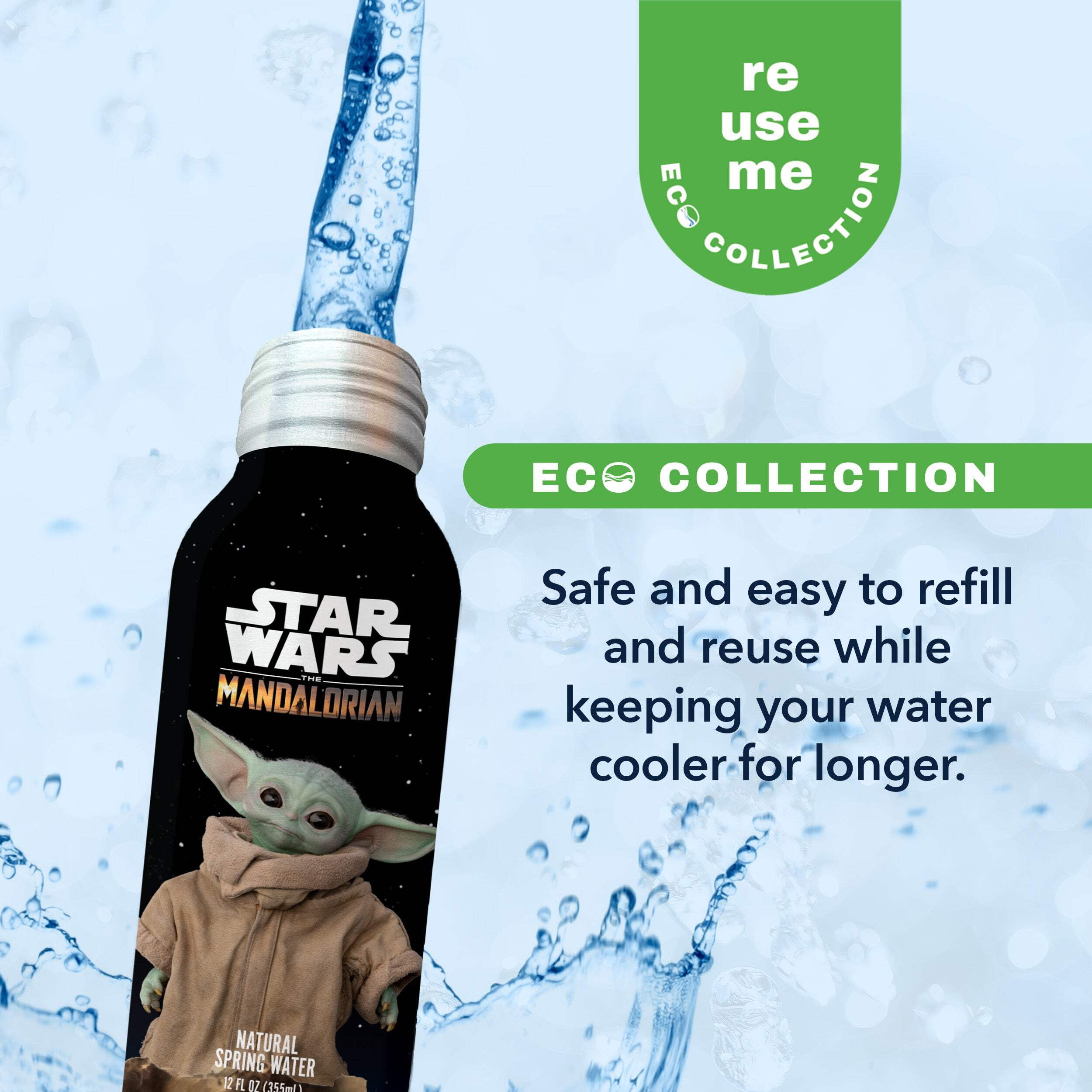 Star Wars Mandalorian Aluminum Water Bottle, Bottled Water, 12 x 12 oz