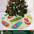 thumbnail image 6 of FMSHPON Yellow Colorful Flip Flops Xmas Christmas Tree Skirt Stand Mat for Holiday Party Decoration Indoor Outdoor 48 inches, 6 of 6