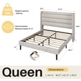 thumbnail image 4 of Frostbloom Queen Bed Frame with USB & Type-C Charging Station and Linen Fabric Wingback Headboard, Biege, 4 of 10