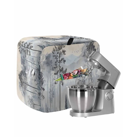 Watercolor Forest Stand Mixer Dust Cover with Storage Pocket & Handles, Vintage Mountain Branches Tree Fits All Tilt Head & Bowl Lift Kitchen Appliance Cover Organizer Bag Accessories, 4.5-5 Quart