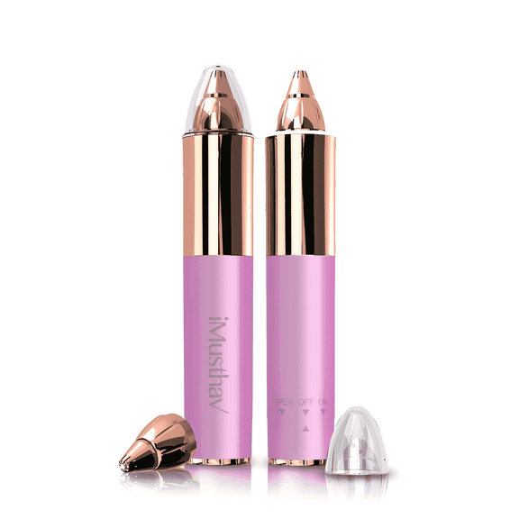 iMusthav Portable Epilator for Eyebrow, Nose & Ear Hair – Painless Electric Razor, 18K Gold-Plated, 360° LED Light