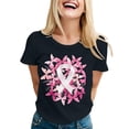 thumbnail image 2 of XDZJLR Cancer Awareness Women T Shirt Ladies Pink Ribbon Graphic Round Neck Short Sleeve T Shirt Tops T-Shirts Black Xl, 2 of 4