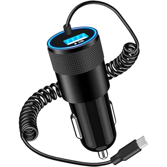 Quyaojz iPhone 17 Car Charger Fast Charging, 4.8A USB Power Cigarette Lighter USB-C Car Charge   6FT Type-C Coiled Cord for iPhone 17/17 /16 Pro/15/Galaxy S26/S25/Pixel