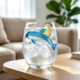 thumbnail image 3 of Artisanal Ocean Blue Glass Tumbler, 3D Wave Pattern Drinking Glass with Sculpted Texture, Handcrafted Borosilicate Cocktail Glass for Beverages, Coastal Home Decor, 3 of 4