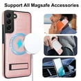 thumbnail image 3 of Designed for Samsung Galaxy S22, Luxury Slim Fit PU Leather Back Case with Magsafe Kickstand Wireless Charging Luxury Protective Anti-slip Durable Phone Cover for Galaxy S22,Rosegold, 3 of 8