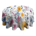 thumbnail image 4 of Pioneer Flower Floral Print Pattern Round Tablecloth 60"x60",Wrinkle Wipeable Table Cloth for Kitchen Dining Room Picnic Patio Party, 4 of 6