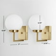 thumbnail image 3 of SAFAVIEH Ganon Incandescent Satin Brass Metal Wall Sconce with White Glass Shade, Set of 2, 3 of 15