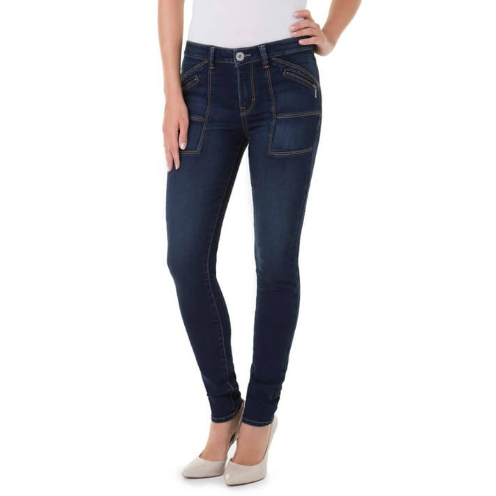 Women's Moto Super Skinny Jeans with Zipper Patch Pockets - Walmart.com