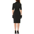 thumbnail image 3 of INSPIRE CHIC Wome's Shawl Collar Half Sleeve Business Casual Sheath Dress, 3 of 5