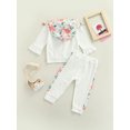 thumbnail image 4 of Seyurigaoka 2Pcs Baby Girls Casual Love  Flower Print Flare Sleeve Hooded Sweatshirt + Pants, 4 of 9