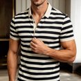 thumbnail image 5 of Mens Polo Shirts Loose Bussiness Striped Shirt Cotton Moisture Wicking Classic Collared Casual Golf Shirts for Middle-aged Size M-4XL Black, 5 of 9