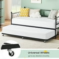 thumbnail image 3 of Yesfashion Twin Daybed with Trundle Metal, Twin Trundle Bed Frame Sofa Bed Frame for Living Room, Bedroom, Apartment, No Box Spring Needed, Space Saving, 3 of 8