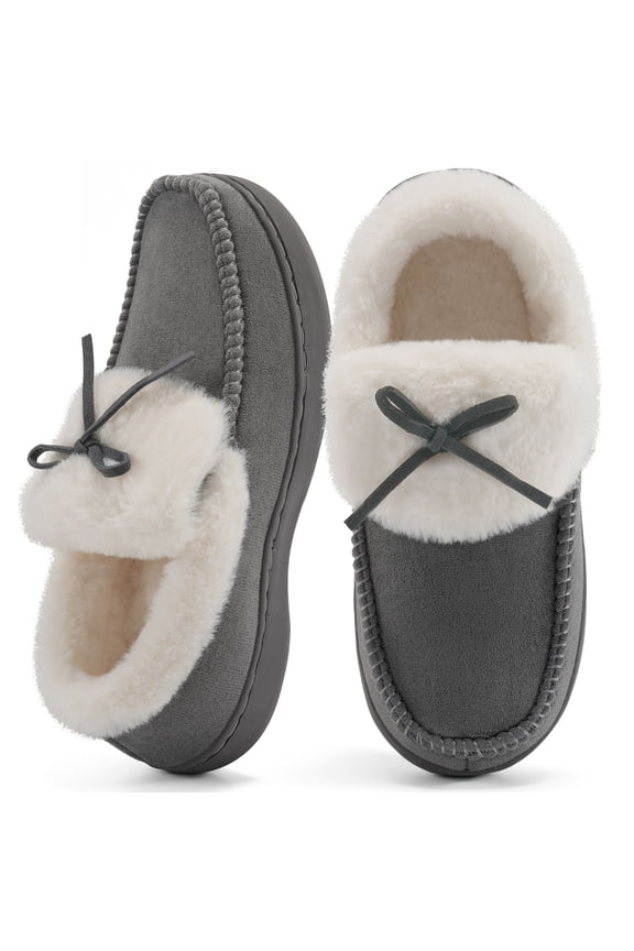 Women's Moccasin Slippers Micro Suede Warm Fuzzy Slip On Loafers Shoes for Women Indoor Outdoor