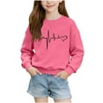 thumbnail image 2 of Girls Valentine Shirt Hot Pink Heart Print Crewneck | Kids Valentine Sweatshirt Long Sleeve | Kids to Youth Valentine's Day Top & Gift,Size 11-12 T, 2 of 6