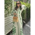 thumbnail image 4 of HH TRAF Vestido camisero de manga larga con cordones y cuello en V para mujer, nuevo y elegante, informal, de calle, con una hilera de botones, 4 of 5