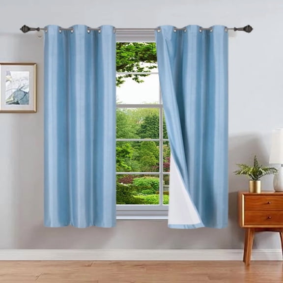 Gorgeous Home Linen Light Blue Foam Backing 2pc Blackout Panel Window Grommet Curatin Drape 35" Width X 63" Length Each pc