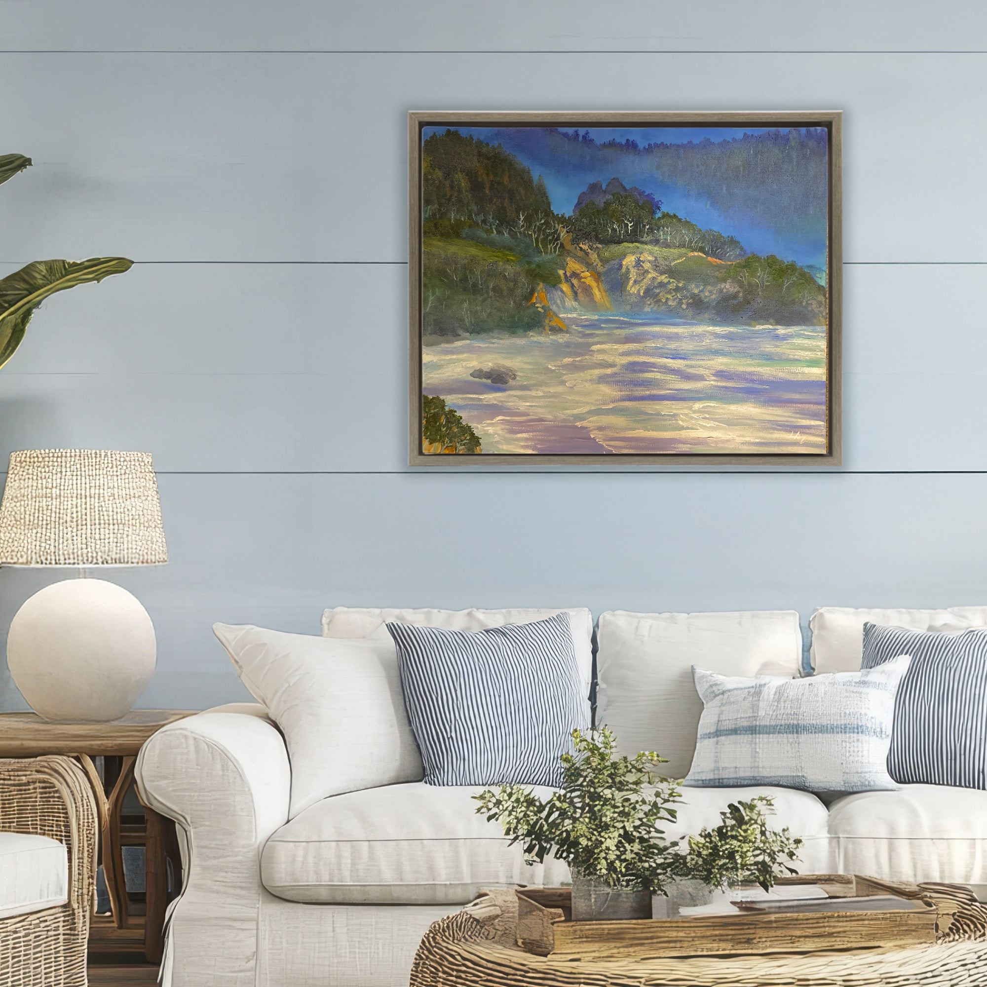 Stupell Industries Natural Wilderness Coastline Brown Framed Floater Canvas Wall Art, design by Lee Ann Zirbes