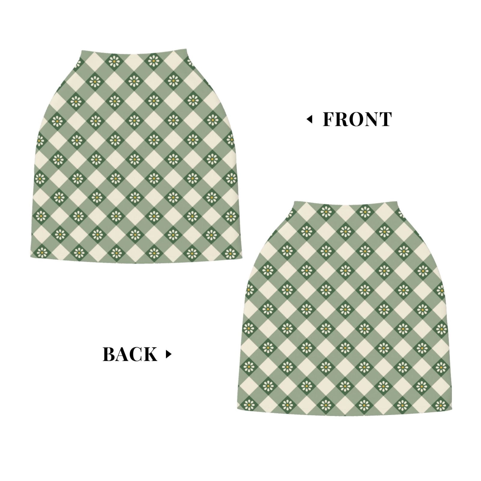 Fotbe Daisy Plaid Green Pattern Car Seat Covers for Babies, Nursing Breastfeeding Cover Infant Carseat Canopy, Soft Stretchy Carrier Cover