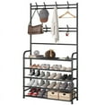 thumbnail image 6 of HONEIER Coat Rack, Coat Rack Stand with 8 Removable Hooks and 5 Storage Shelves, Modern Industrial Style Coat Tree for Entryway Hallway 31*10*67 Inch Hall Tree Shoe Rack, 6 of 9