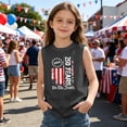 thumbnail image 2 of Kids USA 250th Independence Day Sleeveless Tank Top, Patriotic Flag Print Crew Neck Casual Tee for Boys Girls, Lightweight Summer Top for 4th of July(Grey1,3-4 Years), 2 of 6