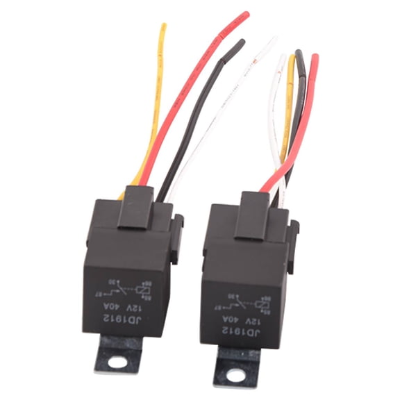 ewbo A0348A0003 New 2Pcs Automotive Relay with Wires Harness Socket Set 12V 30/40 Amp 4-Pin