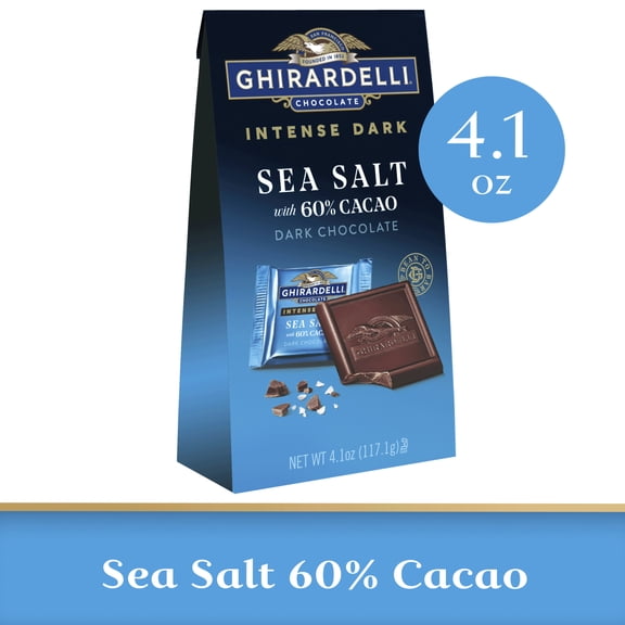 GHIRARDELLI Intense Dark Chocolate Squares, Sea Salt 60% Cacao, 4.1 Oz Bag