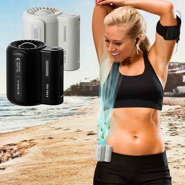 Ventilador portátil colgante de cintura con power bank - batería de 4500mAh, duración de 40+ horas, velocidad sin escalones, bajo ruido, soporte de sobremesa y correa de muñeca