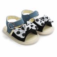 thumbnail image 6 of Xfvqtps Infant Girls Sandals Bowknot Polka Dots Buckle Open Toe Non Slip Soft Sole Rubber Prewalker Toddler Shoes Baby Girls Cute Fashion Rhinestones Weave Hollow Out Sandals Black, 6 of 9