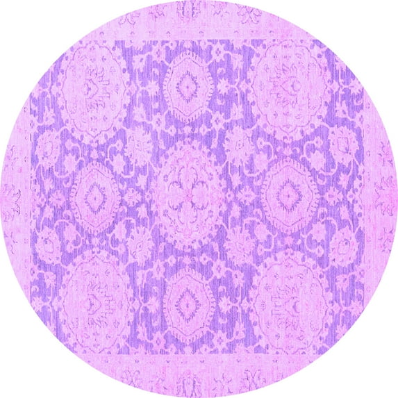 Ahgly Company Indoor Round Oriental Purple Traditional Area Rugs, 6' Round