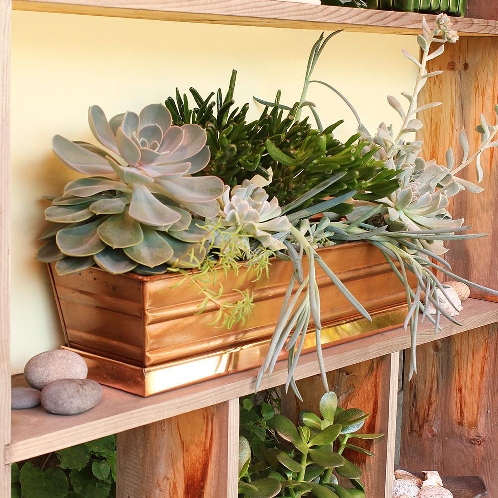 Rectangular Metal Flower Planter Box with Embossed Line