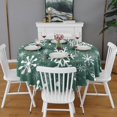 thumbnail image 2 of Green Christmas Snowflake Pattern Round Tablecloth 60"x60",Wrinkle Wipeable Table Cloth for Kitchen Dining Room Picnic Patio Party, 2 of 6