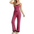 thumbnail image 4 of Gkeoshab Pajama Set Women Striped Ribbed Two Piece Camisole Lounge Sets Lace Trim Tank Top & Long Pants Fashion Tie Dye Pajama Set Breathable Loungewear, 4 of 6